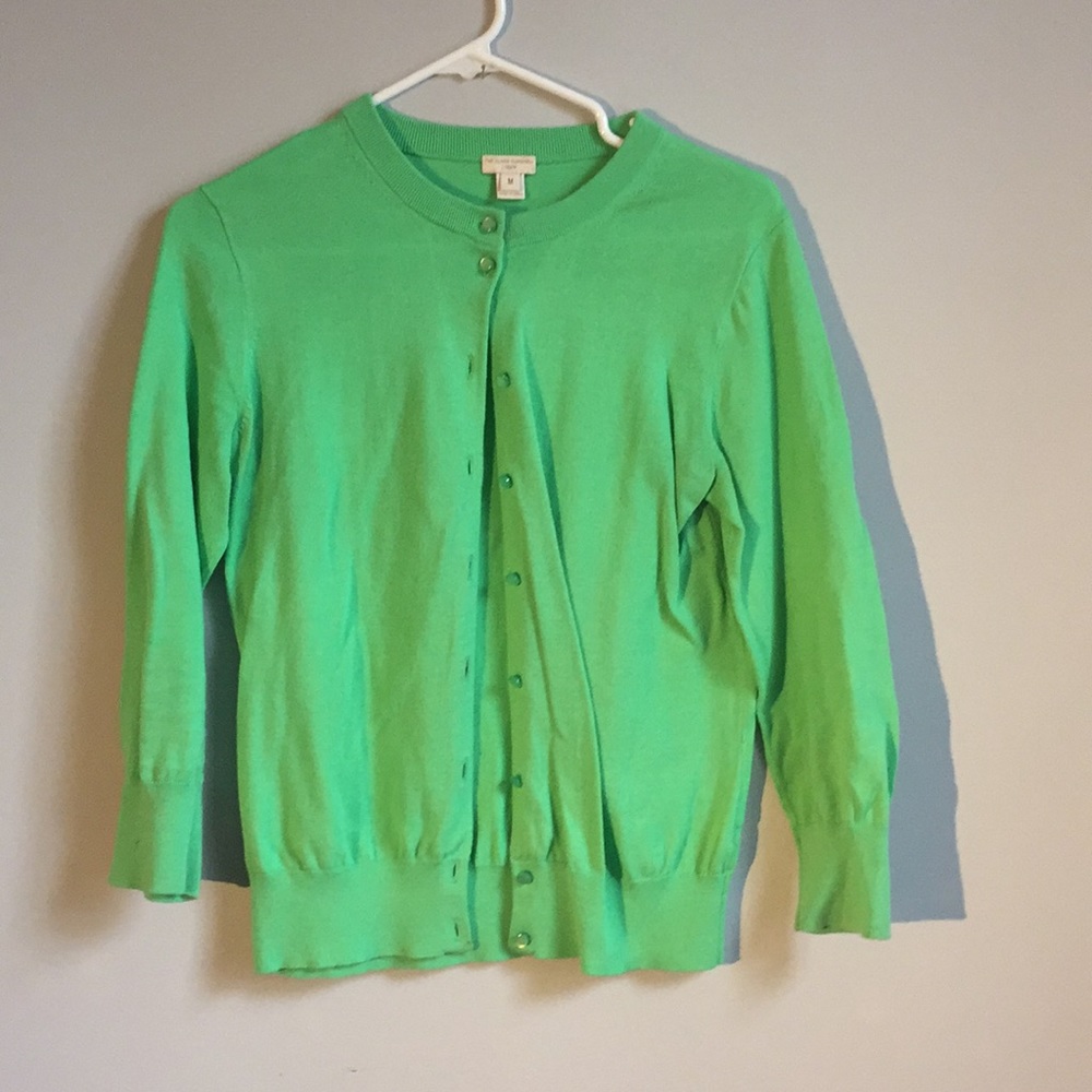 J Crew green cardigan